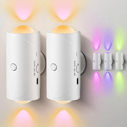 Blent10 LED motion sensor night light with seven colours, rechargeable magnetic design, and two lamps