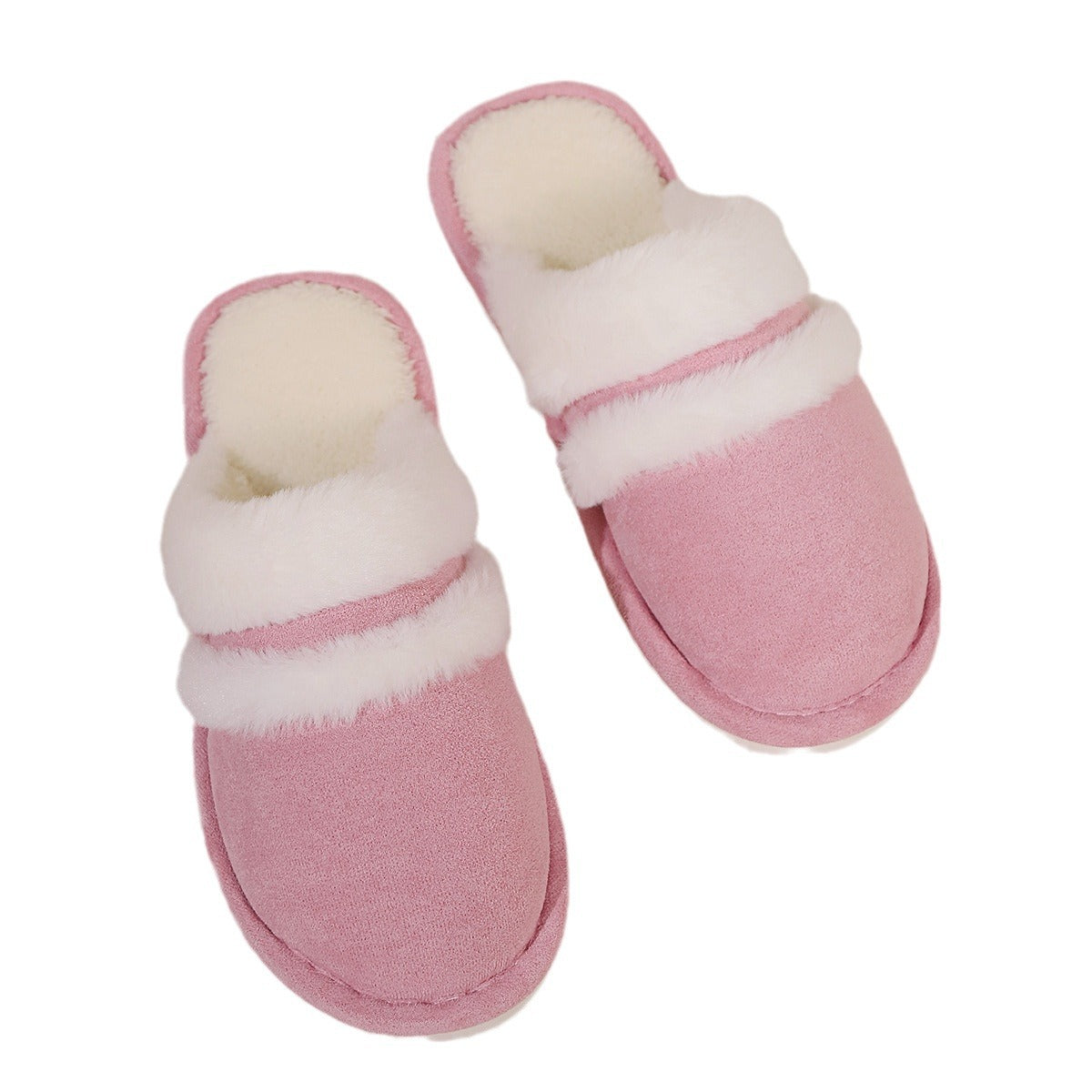 Blent10 rabbit fur cotton slippers with thickened fluffy fleece-lined design