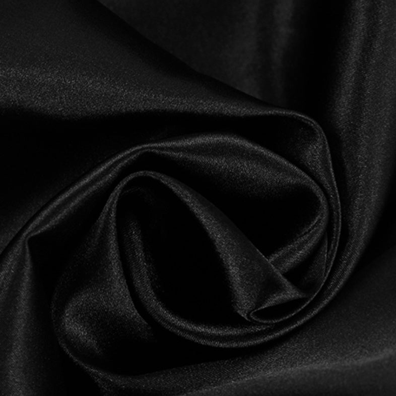 Blent10 Black Satin Long-Sleeve Pajama Set