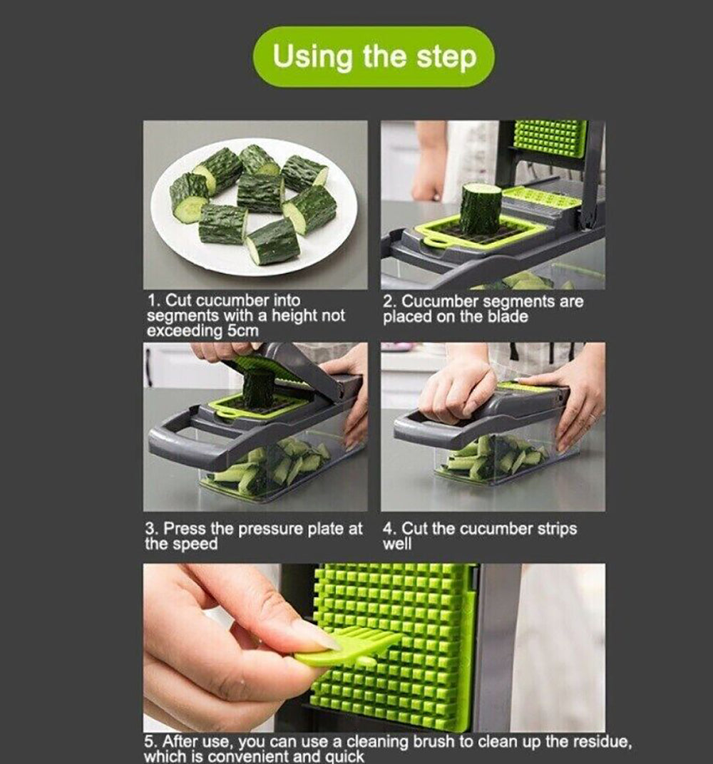 Blent10 16-in-1 vegetable chopper with slicing, fruit cutting, and peeling attachments
