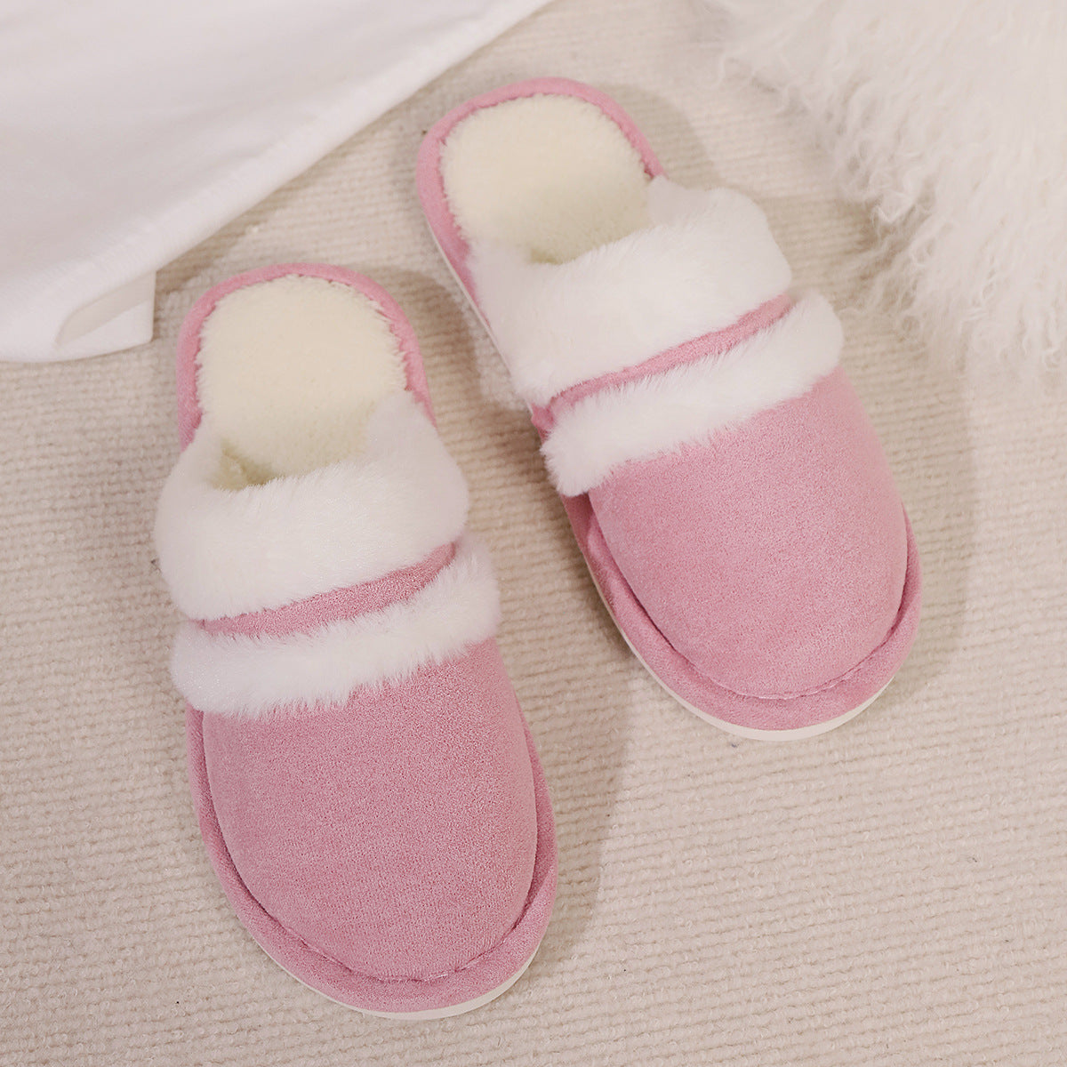 aeb39af446e95a0cfb11d088027ef233Blent10 rabbit fur cotton slippers with thickened fluffy fleece-lined design