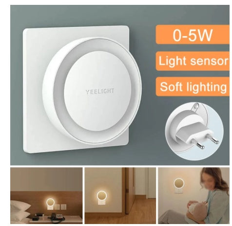 Blent10 light sensor plug-in LED night light for bedroom and hallway illumination