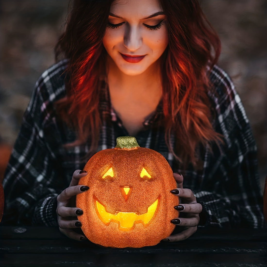 Blent10 Orange Pumpkin LED Halloween Lantern