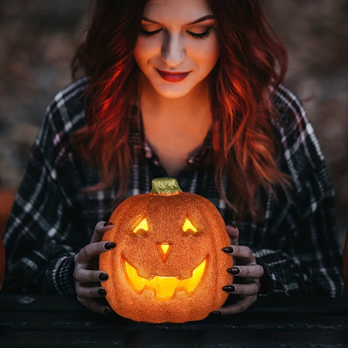 Blent10 Orange Pumpkin LED Halloween Lantern