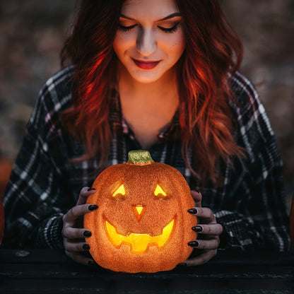Blent10 Orange Pumpkin LED Halloween Lantern