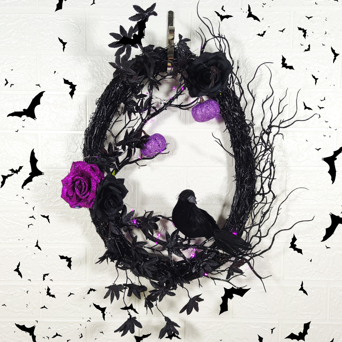 Blent10 Halloween Black Crow Garland Decoration