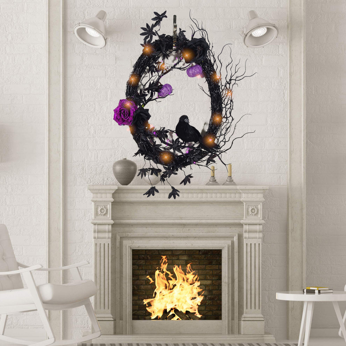 Blent10 Halloween Black Crow Garland Decoration