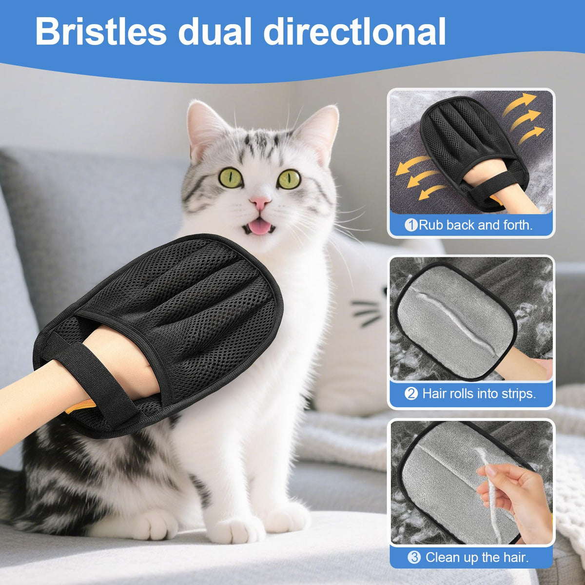 Blent10 pet hair removal glove for cats and dogs for grooming couches carpets and car seats