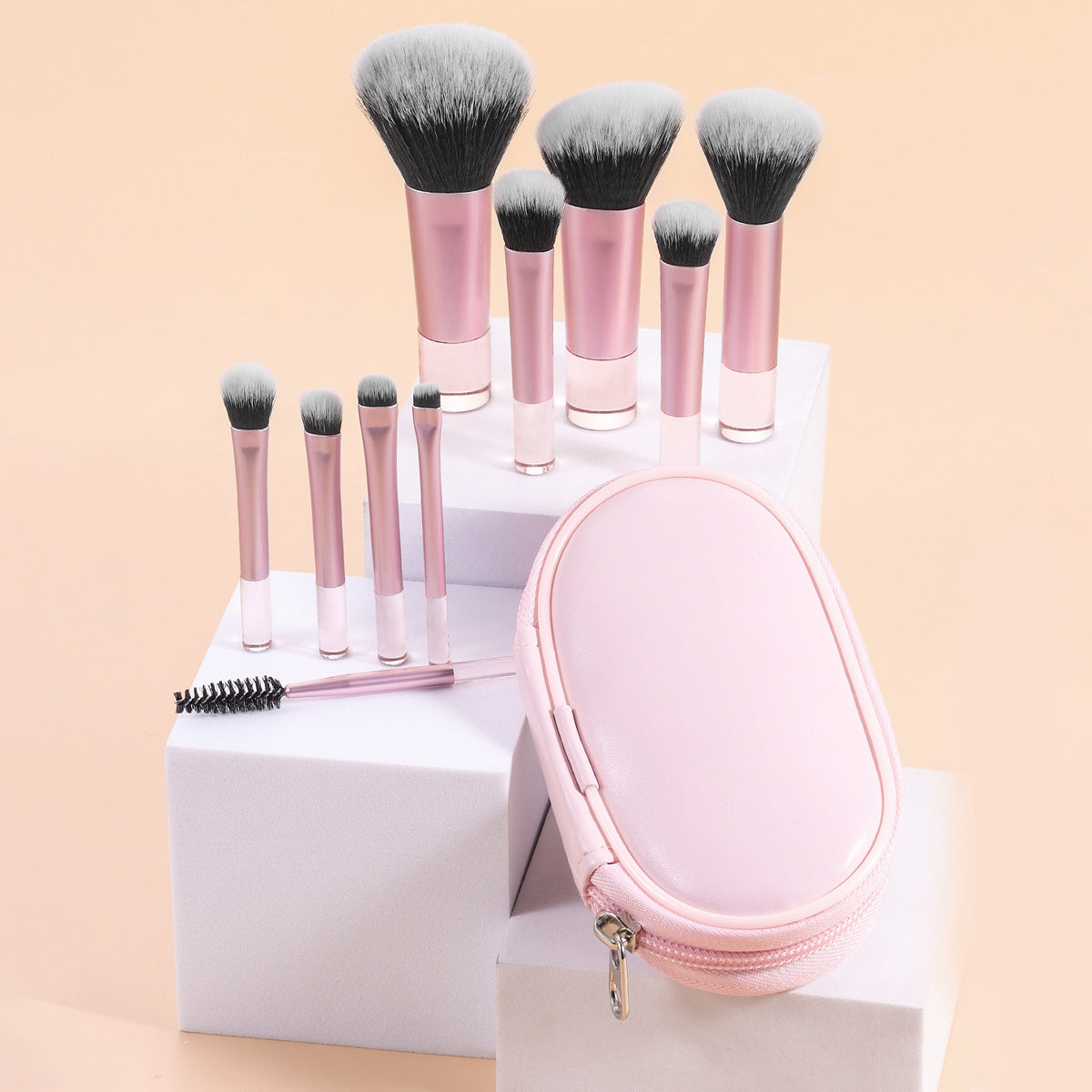 Blent10 makeup brush set for blush, foundation, and eye makeup application