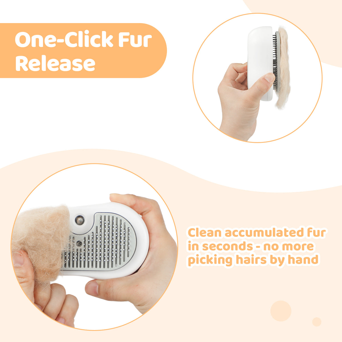 Blent10 cat steam brush for grooming with self-cleaning fur removal design