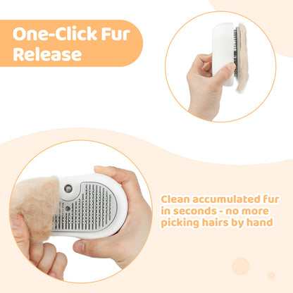 Blent10 cat steam brush for grooming with self-cleaning fur removal design