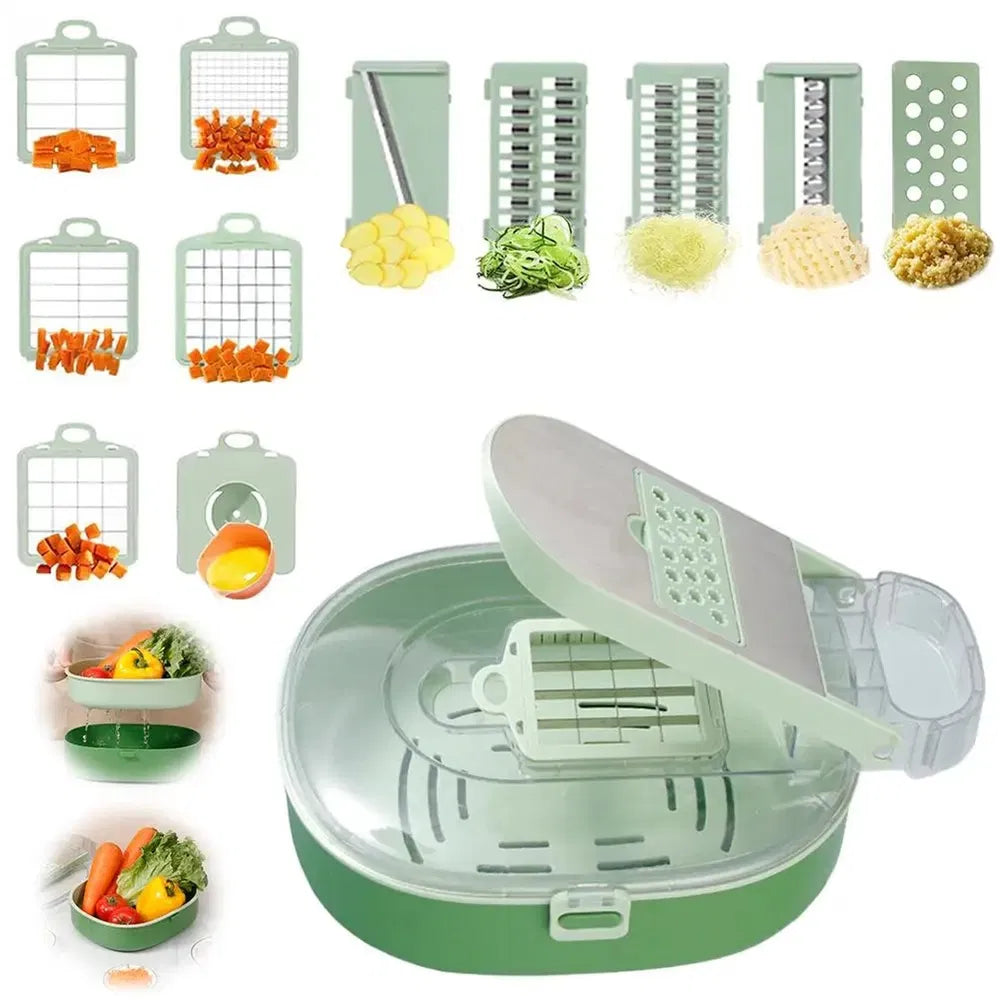 Blent10 vegetable chopper pro with multi-function manual slicing, dicing, and grating tools