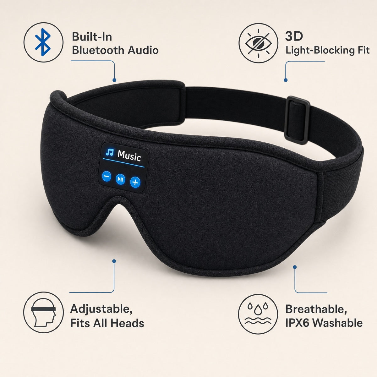 Blent10 3D Bluetooth Sleep Mask – Stereo Music Eye Mask