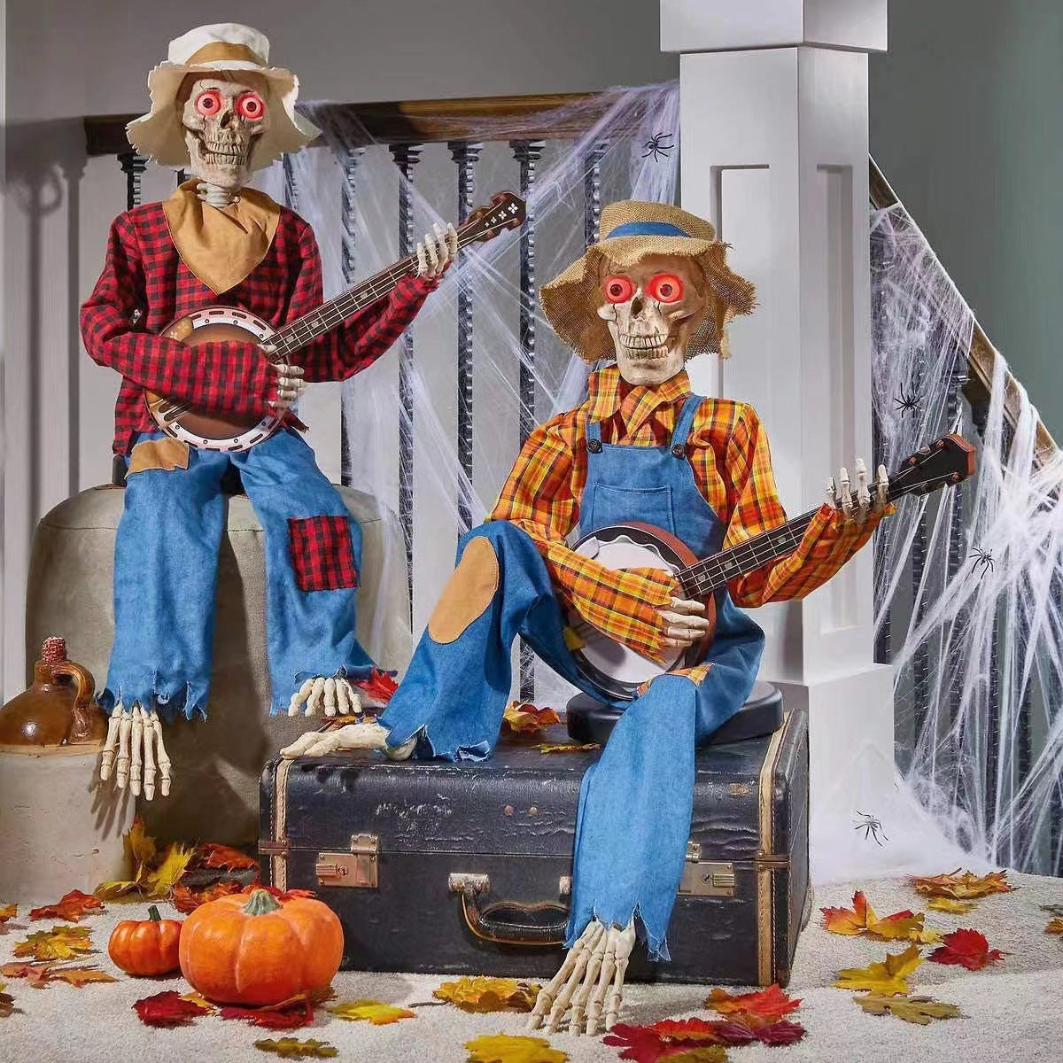 Blent10 Halloween Banjo Skeleton Decoration