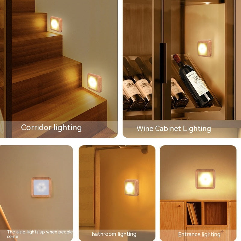 Blent10 Nordic kitchen cabinet sensor light with wood grain finish and LED illumination