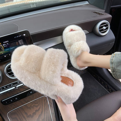 Blent10 Leisure Fleece-Lined Platform Slippers – Casual Indoor Footwear
