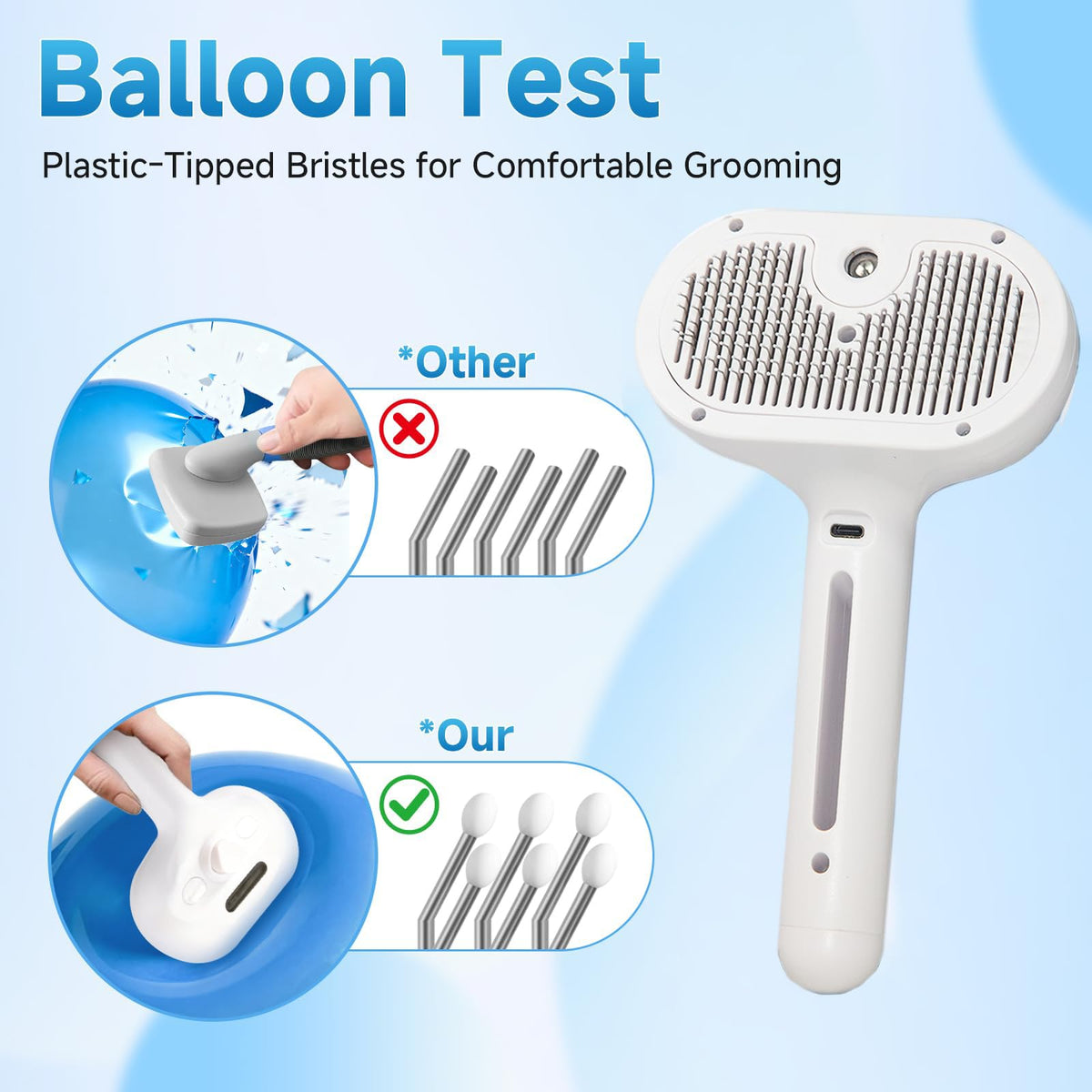 Blent10 pet steam brush for cats and dogs with cool mist and self-cleaning stainless steel bristles