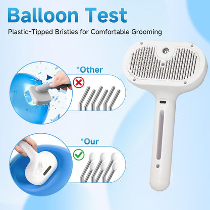 Blent10 pet steam brush for cats and dogs with cool mist and self-cleaning stainless steel bristles