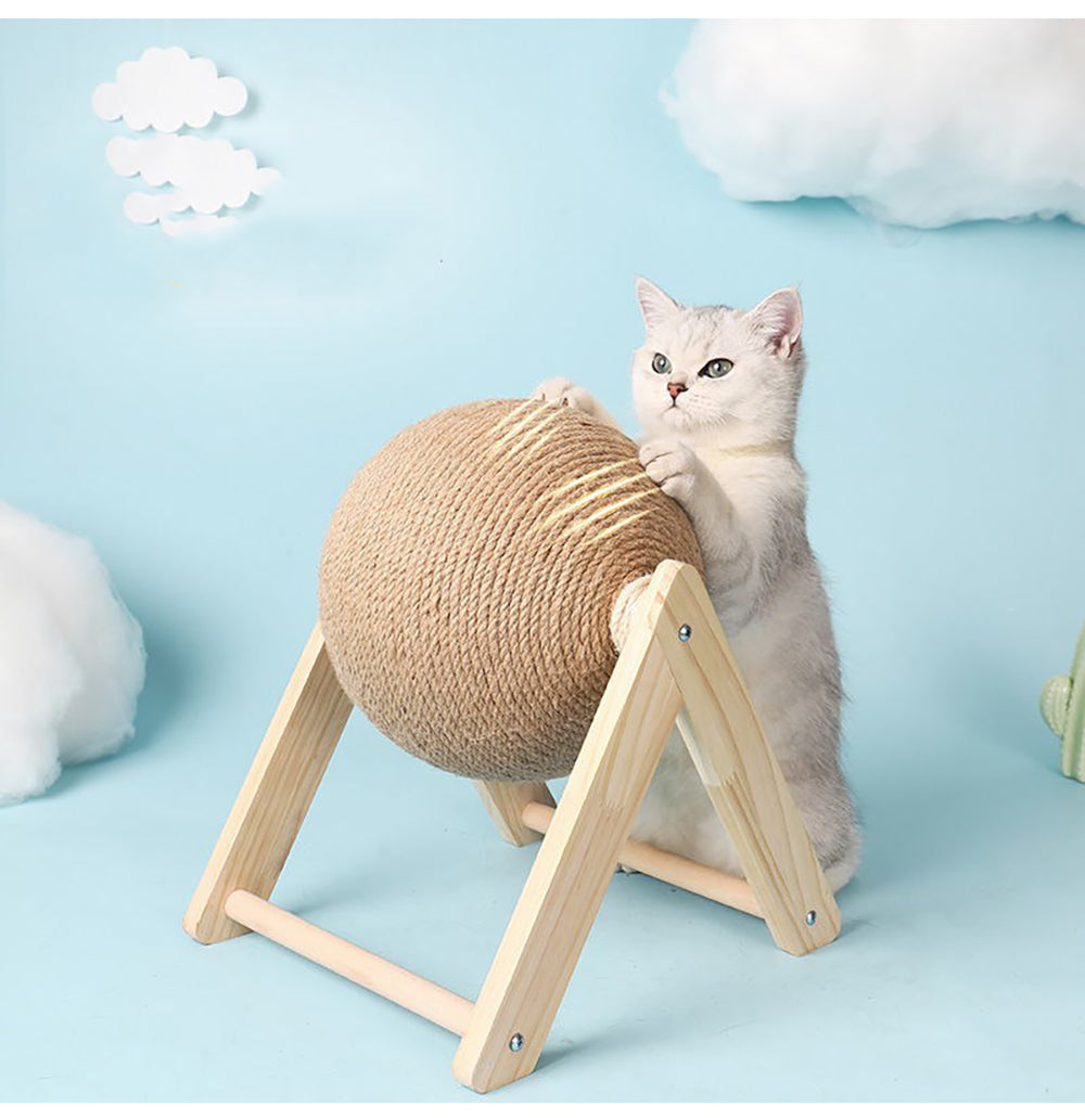Blent10 vertical sisal cat toy with scratching surface and interactive ball