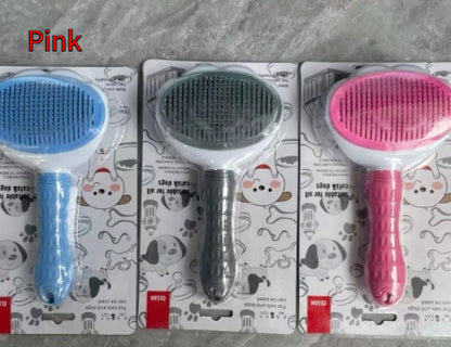 Blent10 self-cleaning pet comb with stainless steel teeth and one-button loose hair removal for cats and dogs