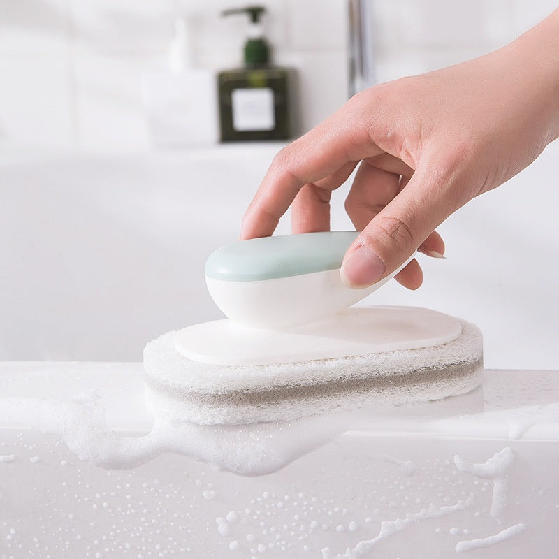 Blent10 bathtub and tile cleaning brush with multi-purpose sponge mop design