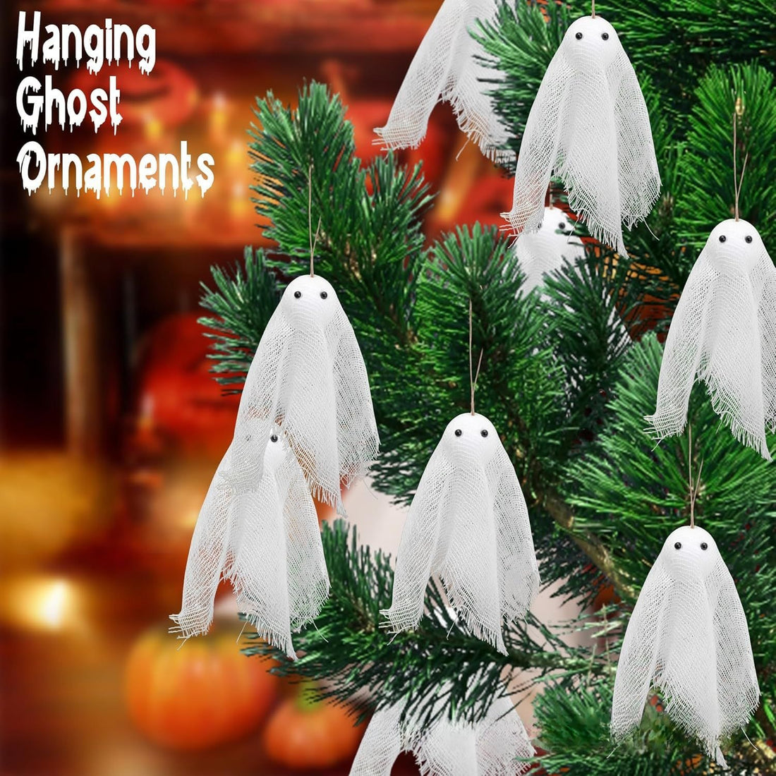 f4287cfd5ae467488430d764b88b2eecBlent10 White Ghost Mesh Hanging Halloween Decoration