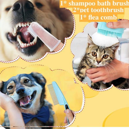 Blent10 7-piece pet grooming kit with self-cleaning brush nail clipper flea comb and bath brush