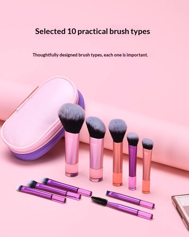 Blent10 makeup brush set for blush, foundation, and eye makeup application