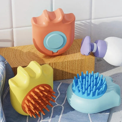 Blent10 Pet Massage Bath Brush with Shampoo Dispenser for Cats &amp; Dogs