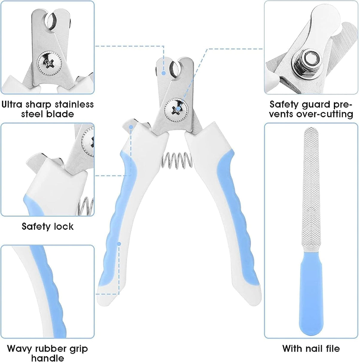 Blent10 7-piece pet grooming kit with self-cleaning brush nail clipper flea comb and bath brush