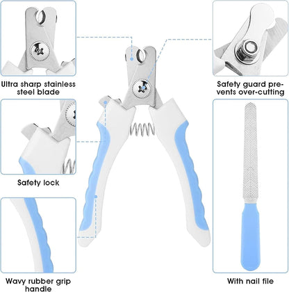 Blent10 7-piece pet grooming kit with self-cleaning brush nail clipper flea comb and bath brush