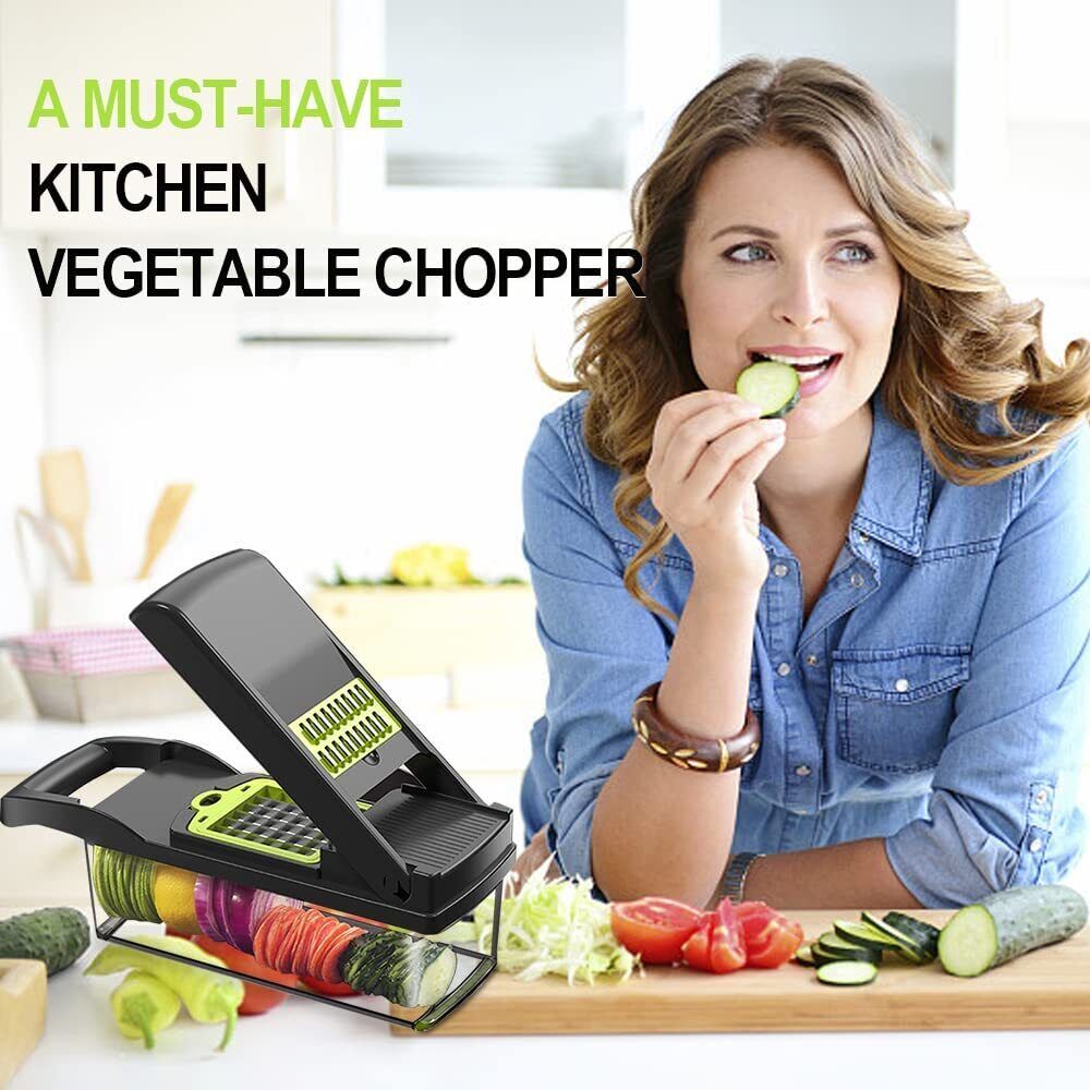 Blent10 16-in-1 vegetable chopper with slicing, fruit cutting, and peeling attachments