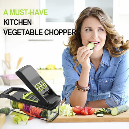 Blent10 16-in-1 vegetable chopper with slicing, fruit cutting, and peeling attachments