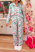 Blent10 Christmas berry print satin pajama set with long sleeves