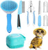 Blent10 7-piece pet grooming kit with self-cleaning brush nail clipper flea comb and bath brush