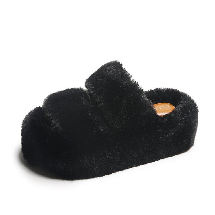 Blent10 Leisure Fleece-Lined Platform Slippers – Casual Indoor Footwear