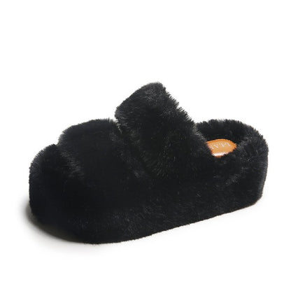 Blent10 Leisure Fleece-Lined Platform Slippers – Casual Indoor Footwear