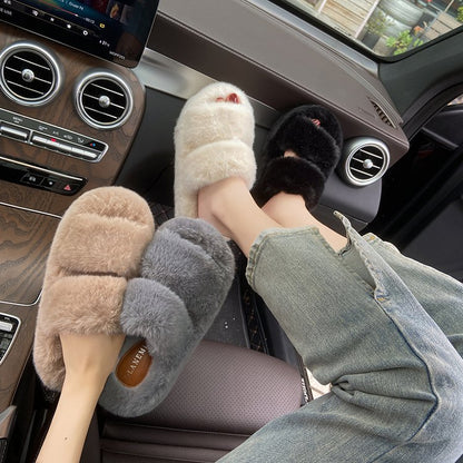 Blent10 Leisure Fleece-Lined Platform Slippers – Casual Indoor Footwear