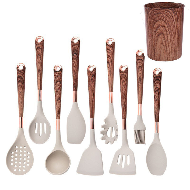 Blent10 12-Piece Silicone Kitchen Utensil Set – Wood-Grain Handles &amp; Non-Stick Spatulas
