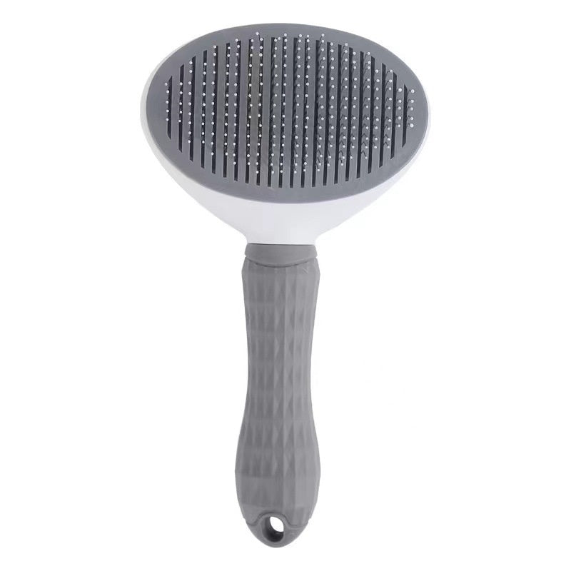 Blent10 self-cleaning pet comb with stainless steel teeth and one-button loose hair removal for cats and dogs