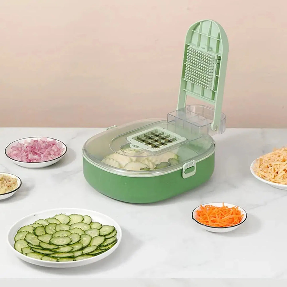 Blent10 vegetable chopper pro with multi-function manual slicing, dicing, and grating tools
