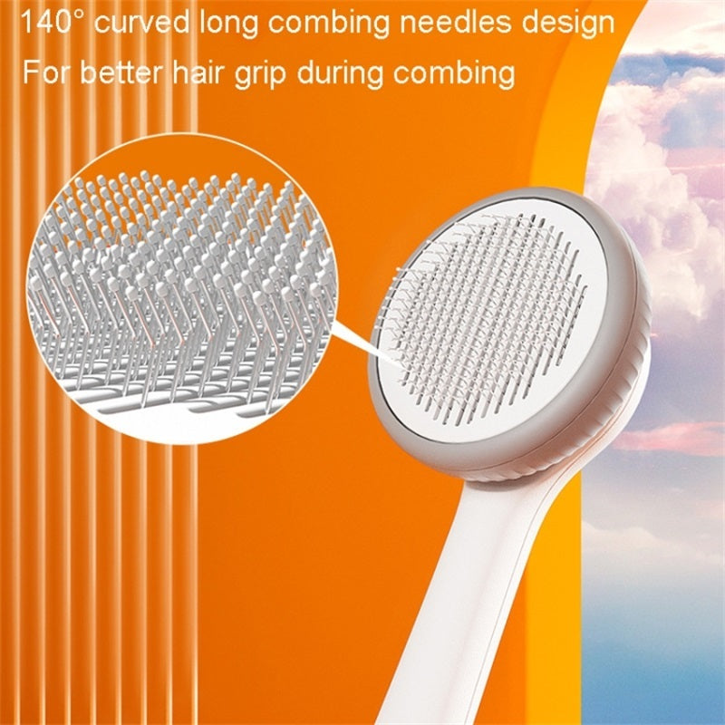 Blent10 pet grooming brush for cats and dogs with self-cleaning slicker comb