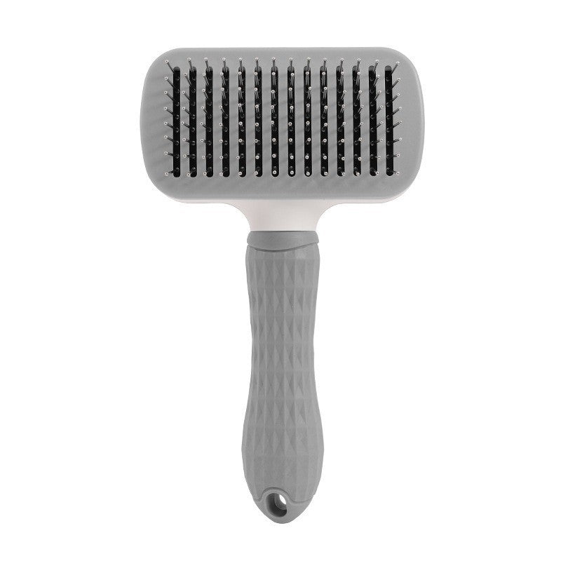 Blent10 self-cleaning pet comb with stainless steel teeth and one-button loose hair removal for cats and dogs