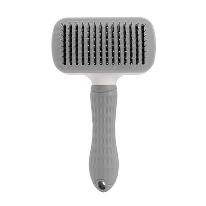 Blent10 self-cleaning pet comb with stainless steel teeth and one-button loose hair removal for cats and dogs
