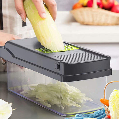 Blent10 16-in-1 vegetable chopper with slicing, fruit cutting, and peeling attachments
