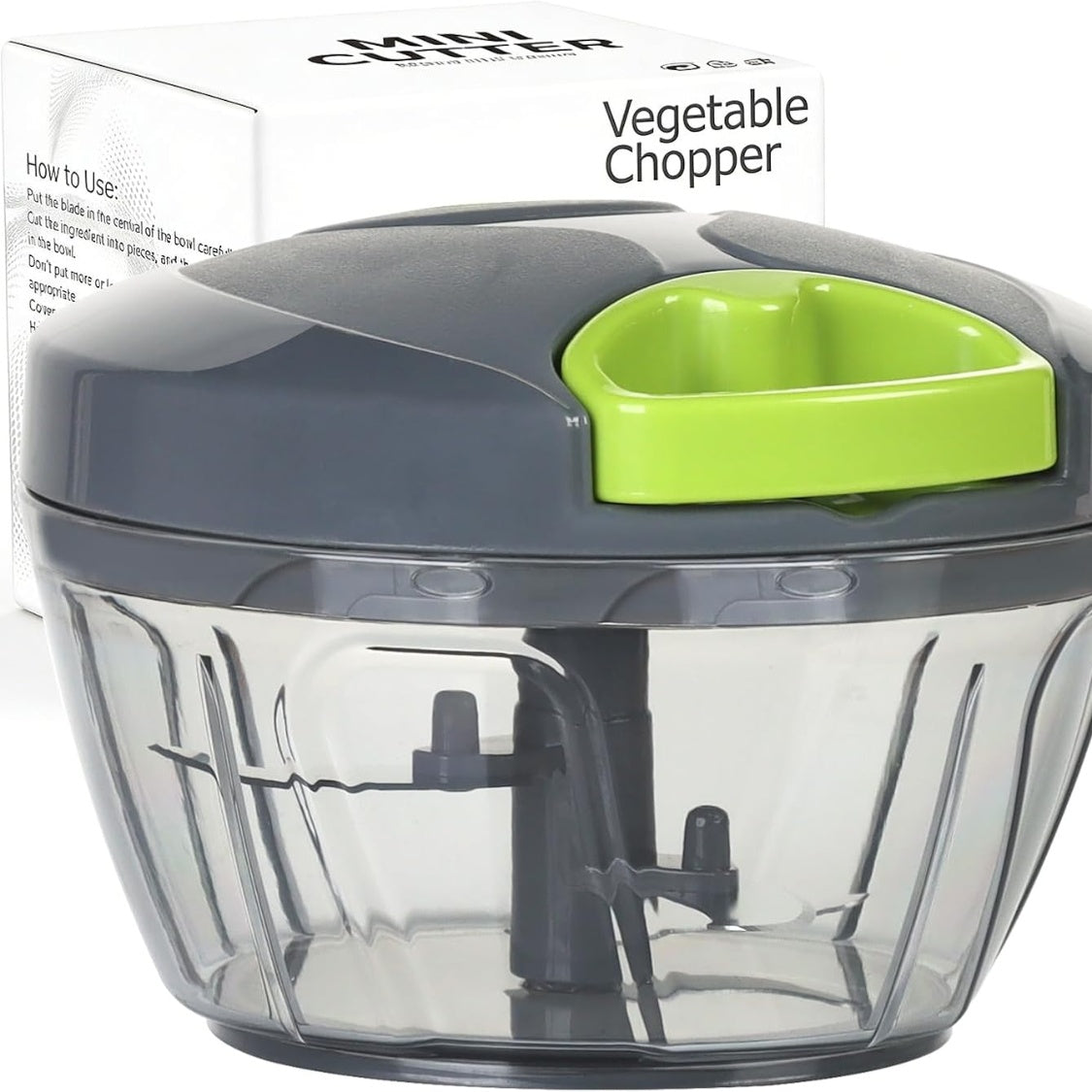 Blent10 manual pull-string food chopper 500ml grey vegetable cutter and garlic mincer
