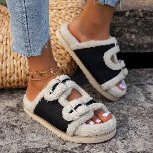 Blent10 lamb wool slippers with fleece-lined design for relaxed indoor wear
