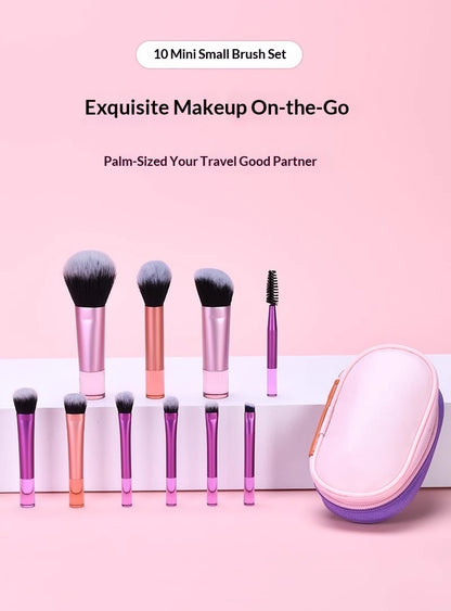 Blent10 makeup brush set for blush, foundation, and eye makeup application
