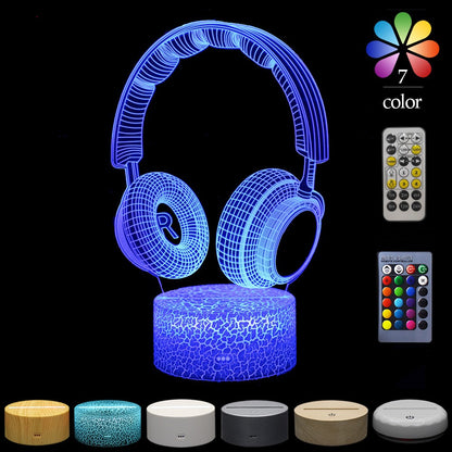 Blent10 3D headset night lamp with seven-colour LED lighting and remote control