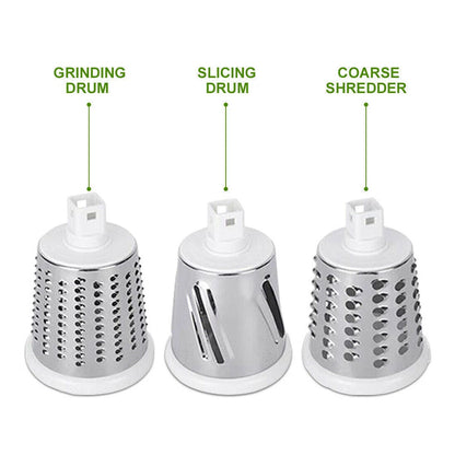 Blent10 3-in-1 rotary food slicer for grating cheese and cutting or shredding vegetables